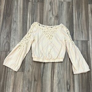 Free People Cream Lace Blouse